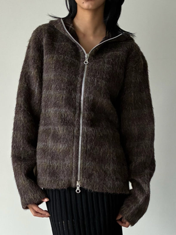 FULL ZIP HOOD BROWN