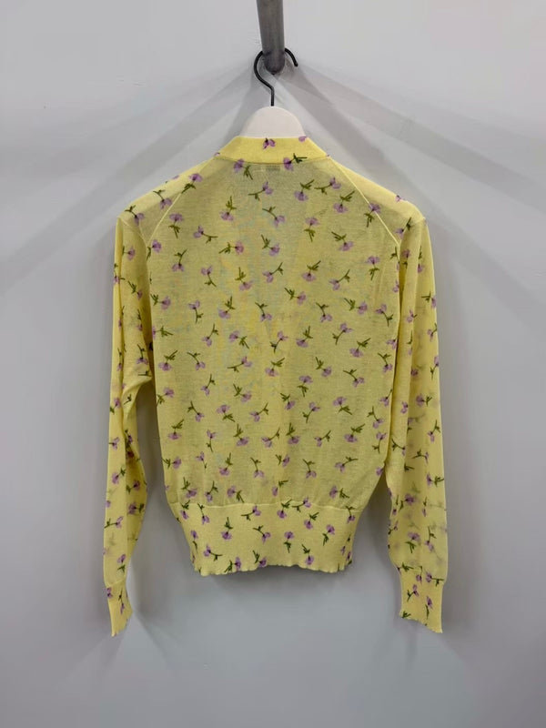 【J03HP0024】LS V-NECK CARDIGAN YELLOW