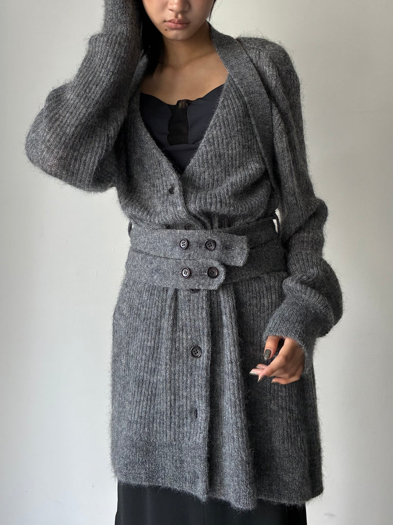 MOHAIR KNIT BELT GREY