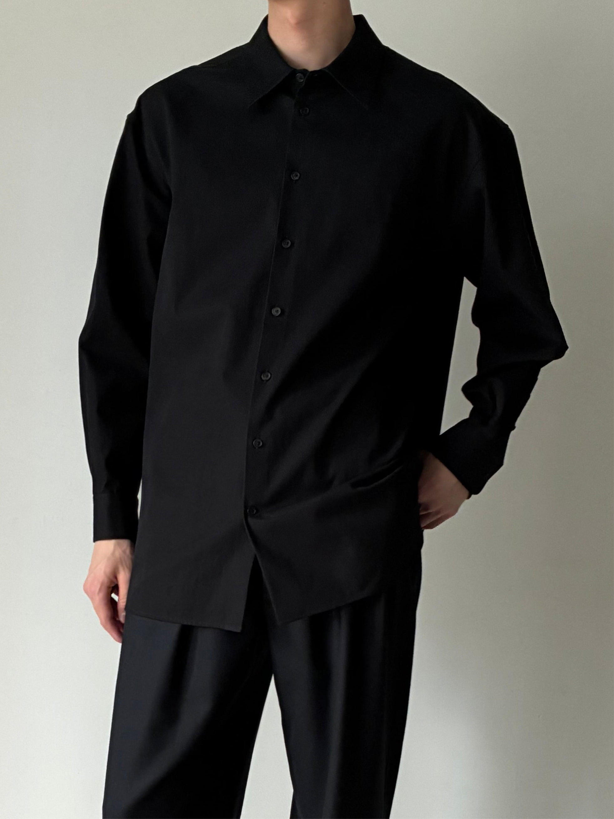 トップス vujade PIERCE SHIRT IN WOOL &LINEN BLACK VUJA DE (ヴジャデ) | PIERCE SHIRT IN WOOL & LINEN BLACK – ADDITION