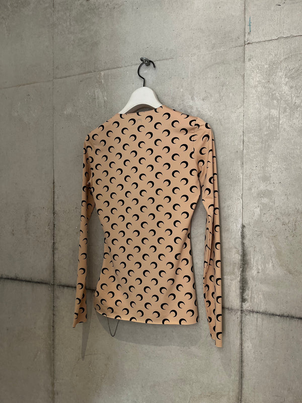 【WTS006ACJER0001】MOON PRINTED JERSEY LS CREWNECK TOP BEIGE