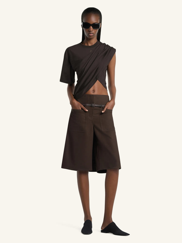 【226CSH081CO0134】COTTON CANVAS BACK PANEL BERMUDA SHORTS BROWN