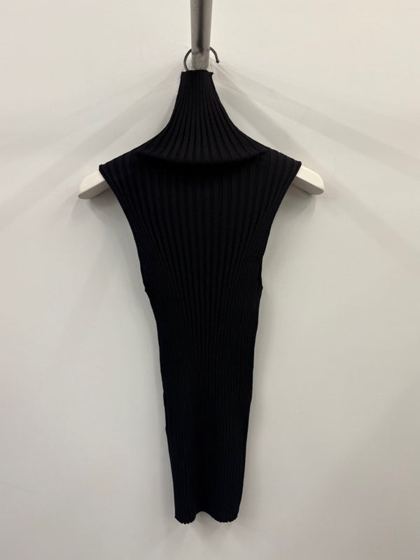 WOOL SILK RIB KNIT BLACK