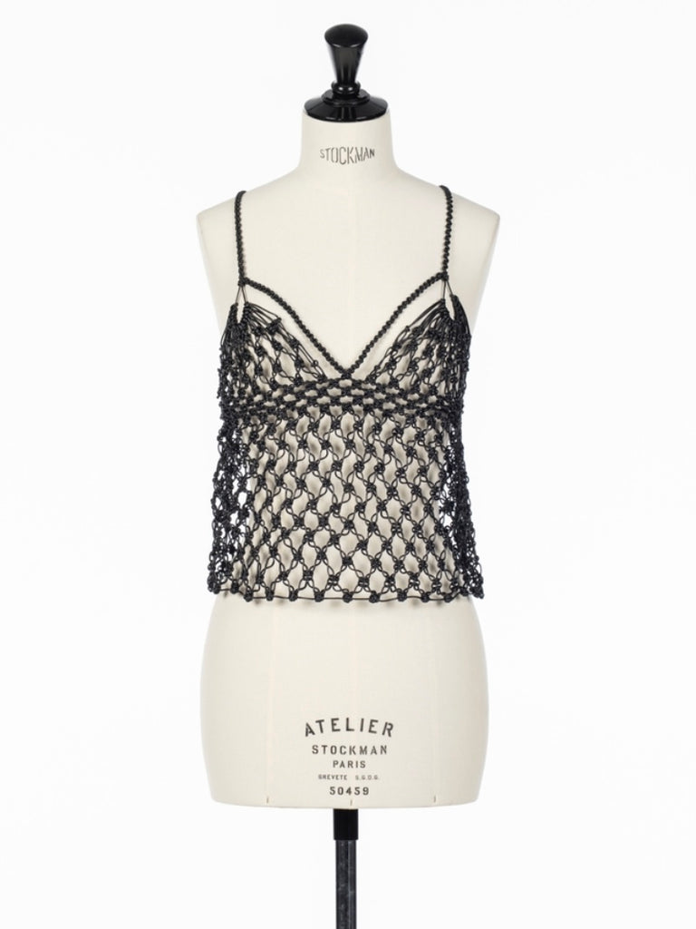 【FTC262-0710】MACRAMÉ CAMISOLE TOP BLACK