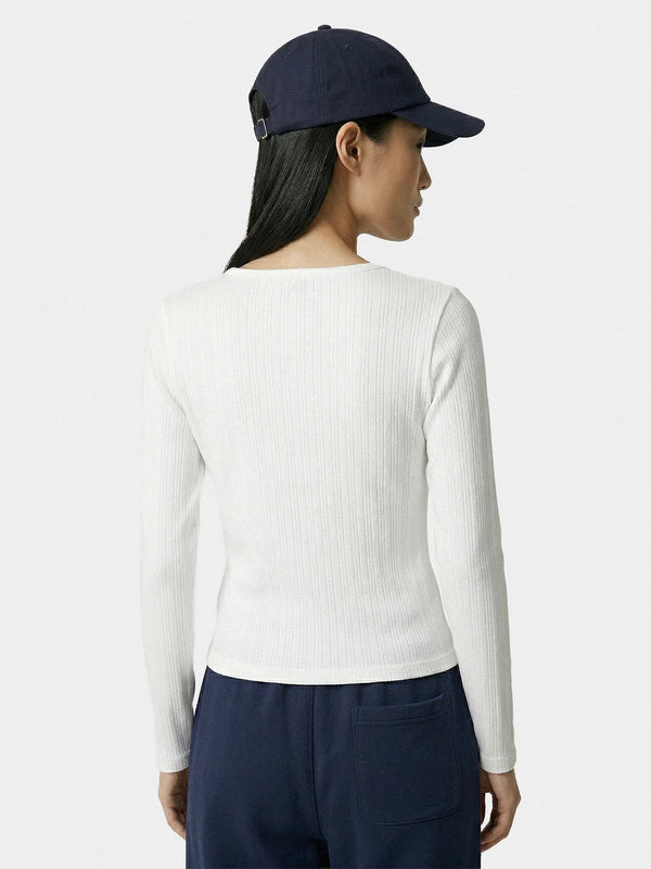 【33SR02CA04576326WH01】Signature Logo Pointelle Cardigan WHITE