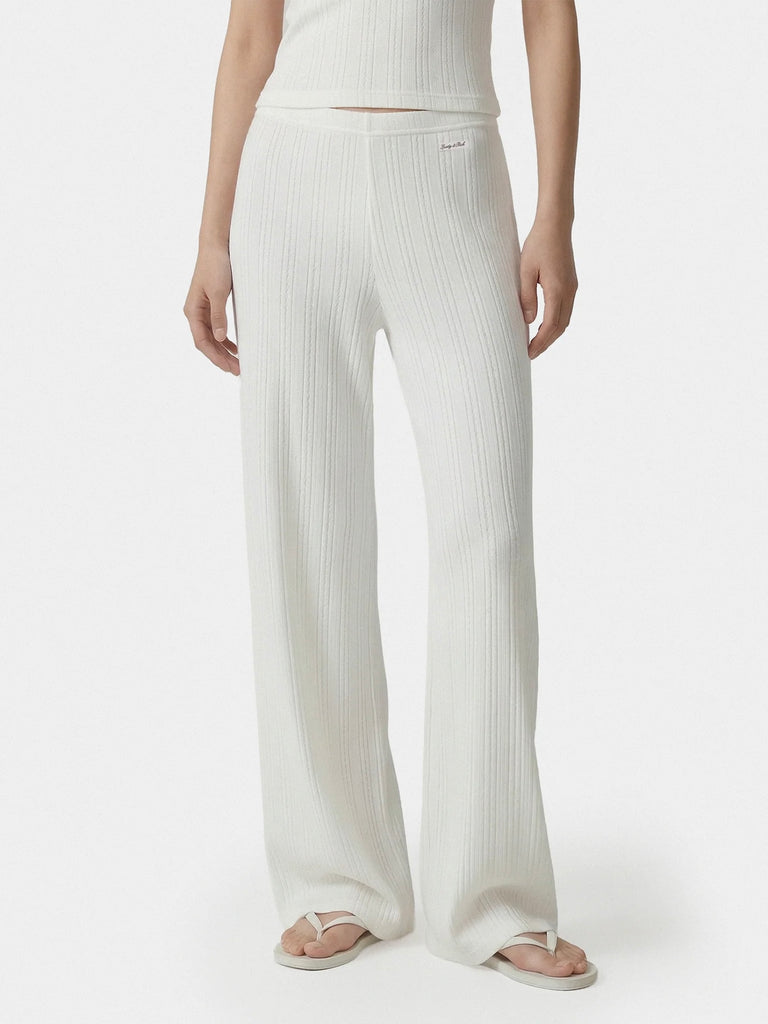 【33SR02PA06876326WH01】Signature Logo Pointelle Trousers WHITE