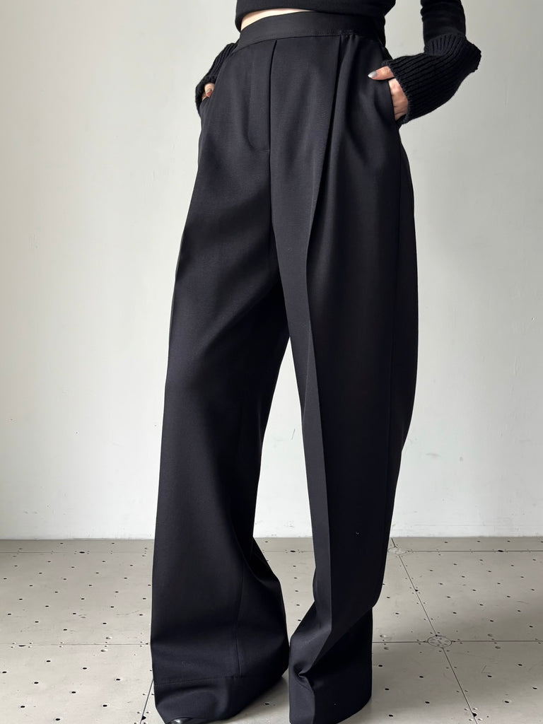 【34AP01APFLPA06114】ELASTICATED FLUID PANTS WOMEN BLACK