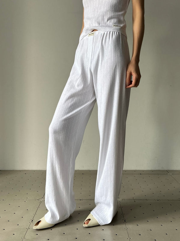 【33SR02PA06876326WH01】Signature Logo Pointelle Trousers WHITE