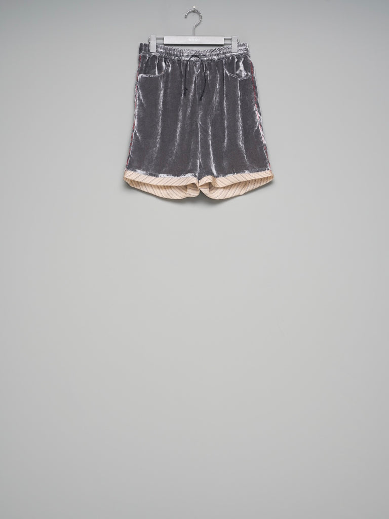 【M26U6PS004】UNEVEN VELVET SHORTS CHARCOAL