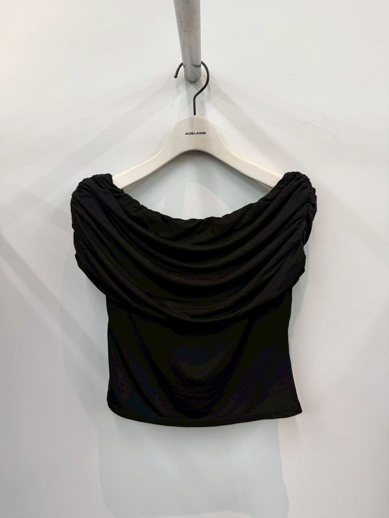Collagen Gathered Off-Shoulder Top BLACK