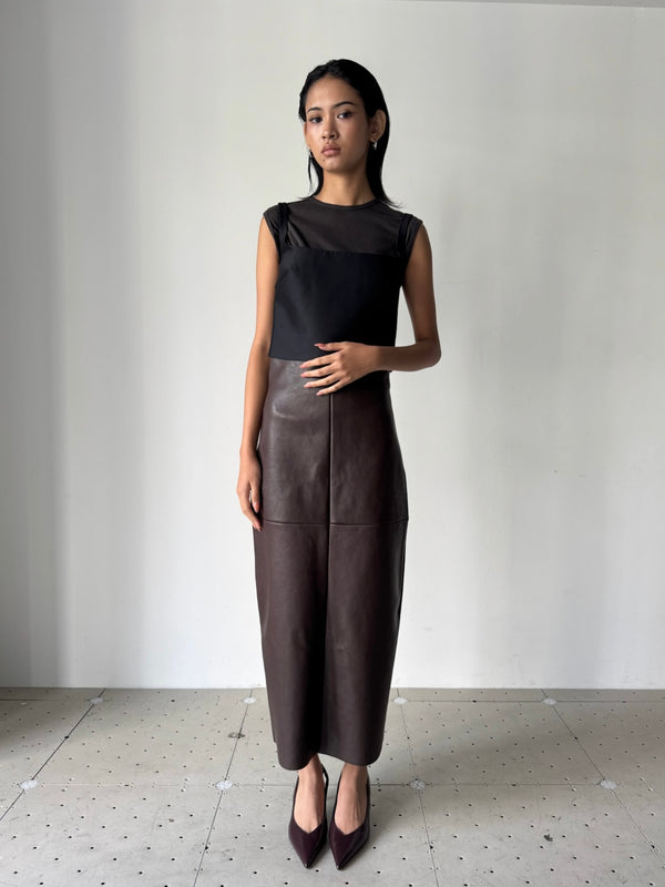 NO.69 LEATHER HIGH WAIST SKIRT BROWN
