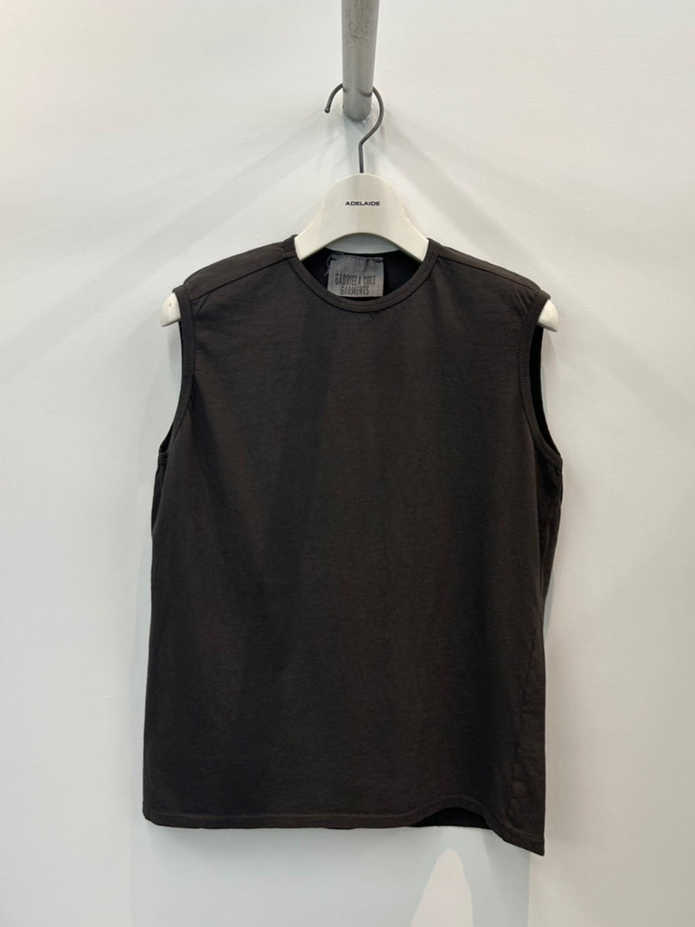 NO.33 ORGANIC COTTON SLEEVELESS T-SHIRT BROWN
