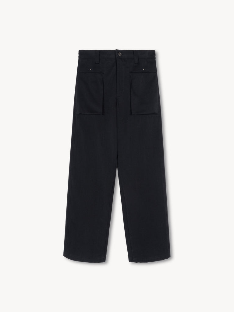 【013-B-1411-BK】Rue Darted Fatigue Pants in Cotton/Cashmere/Silk BLACK