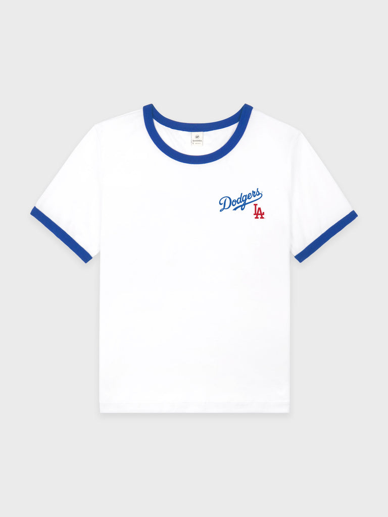 DODGERS SERIF RINGER TEE WHITE