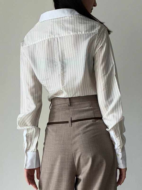 YAS STRIPY SHIRT WHITE