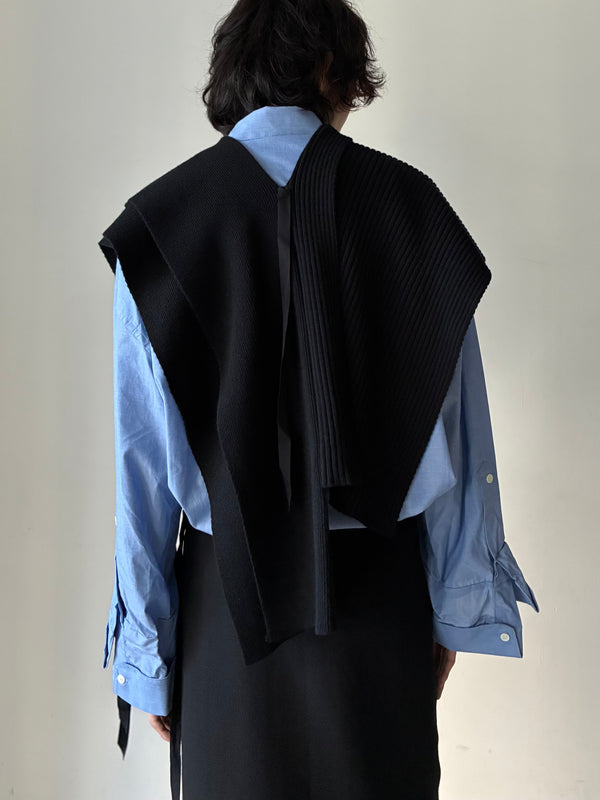 【TEXAS　FW26-0099-999】Double square knit scarf BLACK