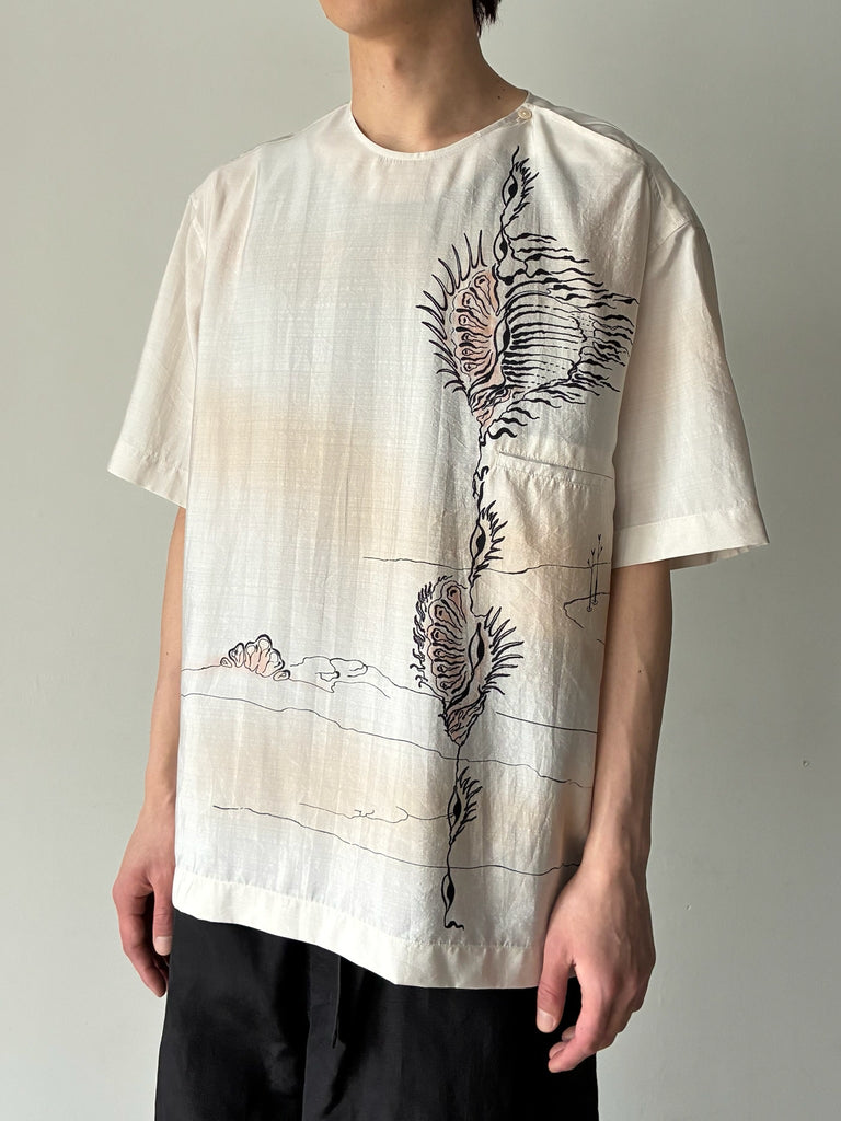 【OT0012 LF1603】BUTTON NECK TOP OFF WHITE