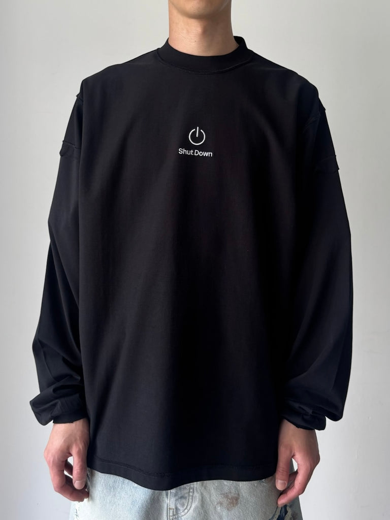 SHUT DOWN EMBROIDERED REWORKED LONGSLEEVE BLACK