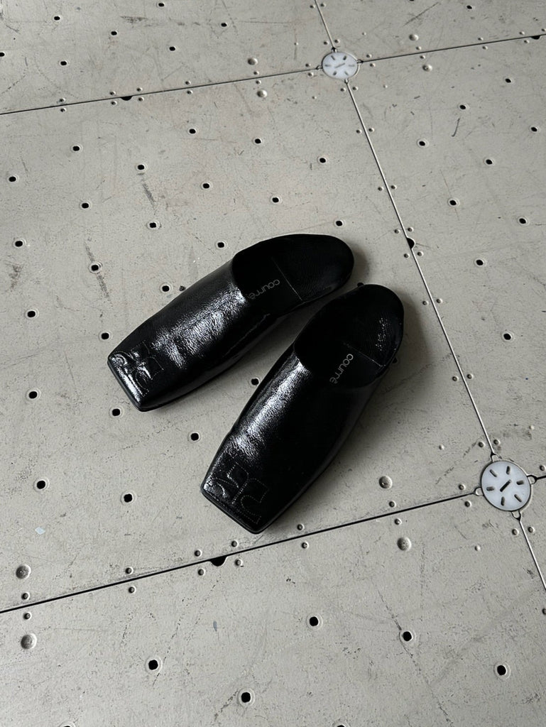 HERITAGE SHADOW VINYL MULES BLACK