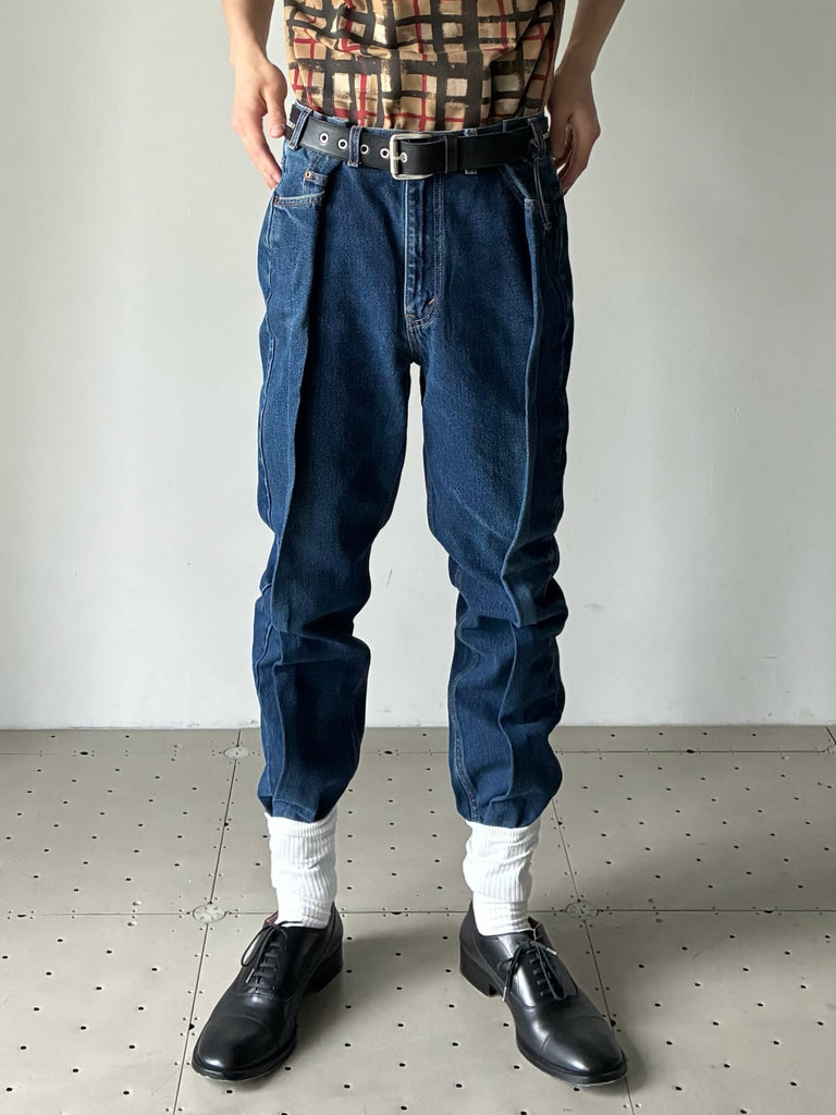 【33PT09DE13USBL】PLEATED JEANS BLUE