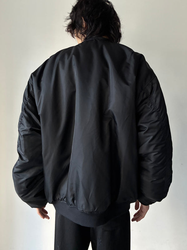 【M.Y. DUNAWAY BOMBER FW26-0035-999】Customized bomber jacket + lapel insert BLACK