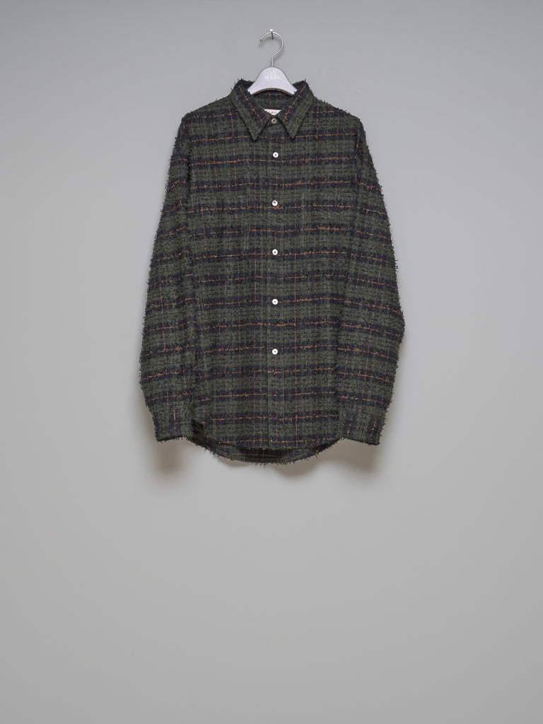 SHAGGY PLAID SHIRT GREEN