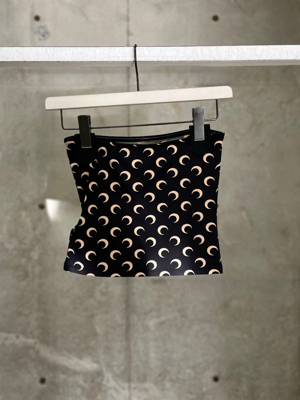 【WTS011ACJER0001】MOON PRINTED JERSEY BUSTIER TOP BLACK