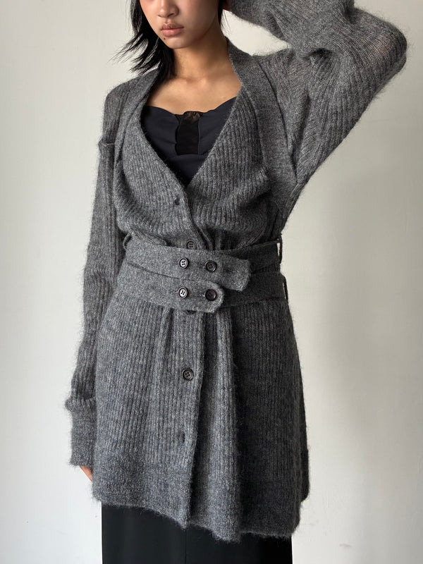 MOHAIR KNIT BELT GREY