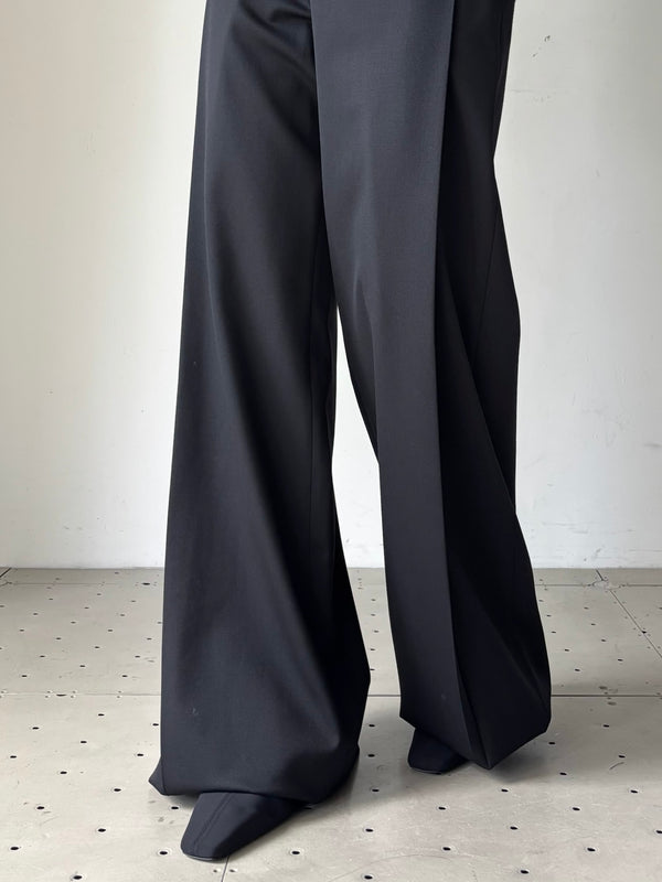 【326CPA652WO0132】WIDE-LEG WOOL PANTS WITH PLEAT BLACK