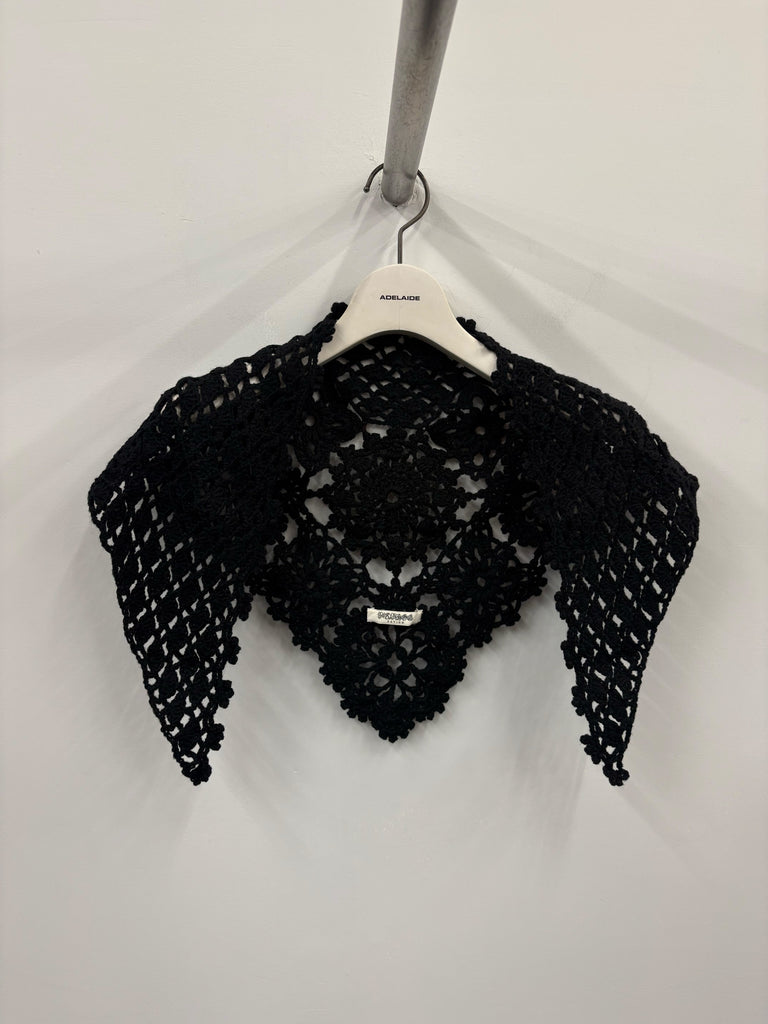 【FTC264-2001】MOTIF CROCHET SCARF BLACK