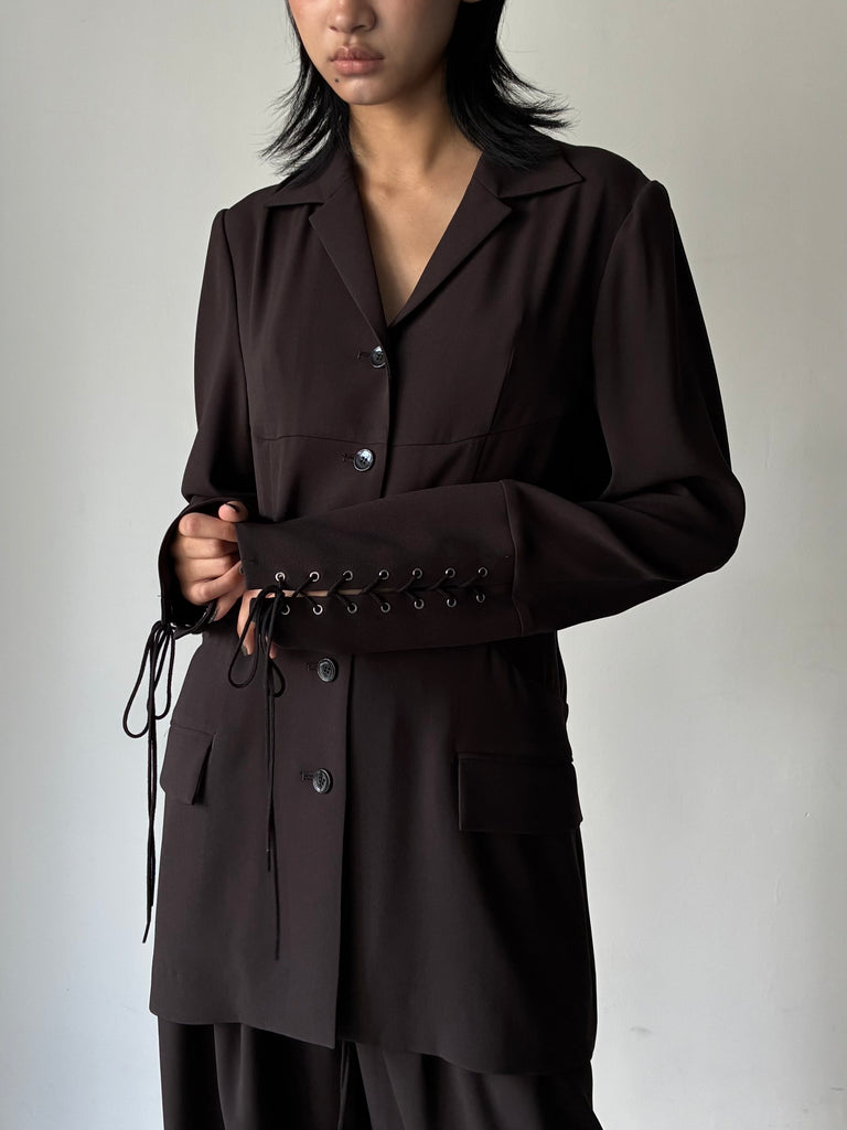 CREPE SHIRT JACKET	BROWN