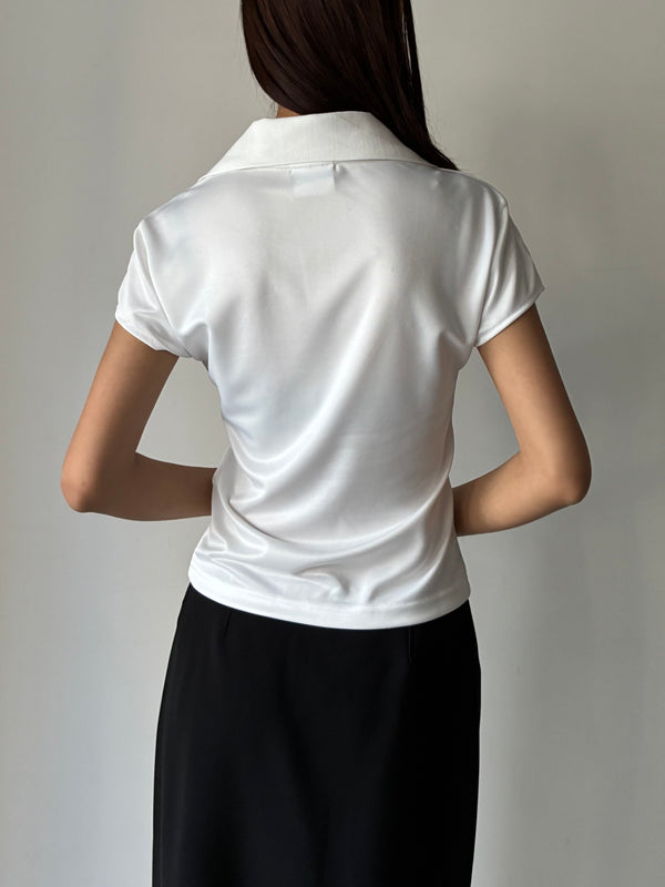SPORTS CROPPED POLO WHITE