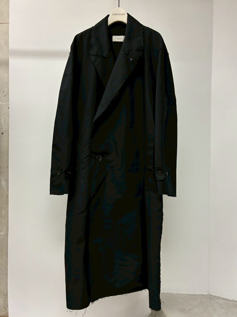 ADONIS WRAP COAT IN BRUSHED COTTON BLACK