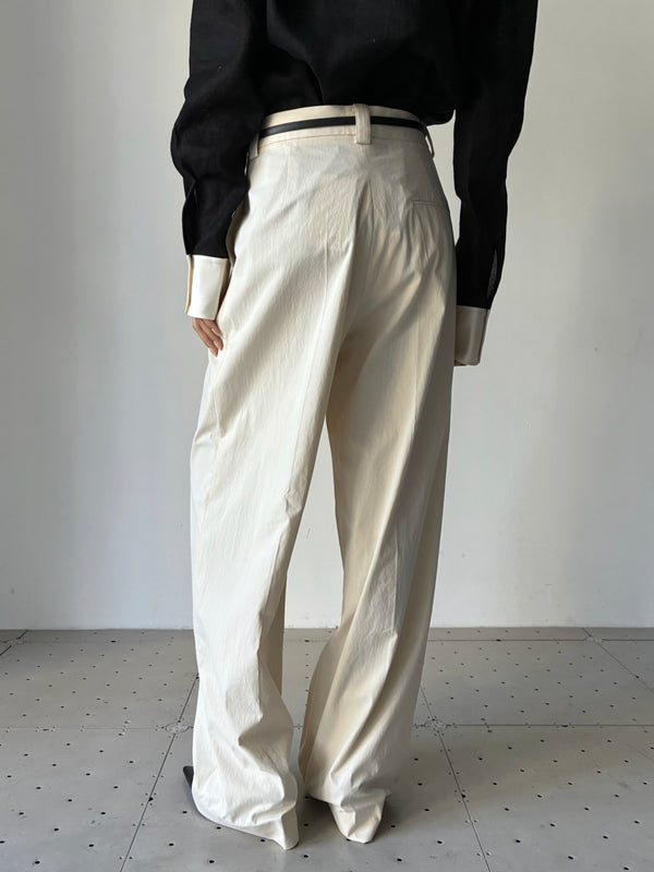 【34GS01TROUSERS17】BONE PLEATED TROUSERS IVORY