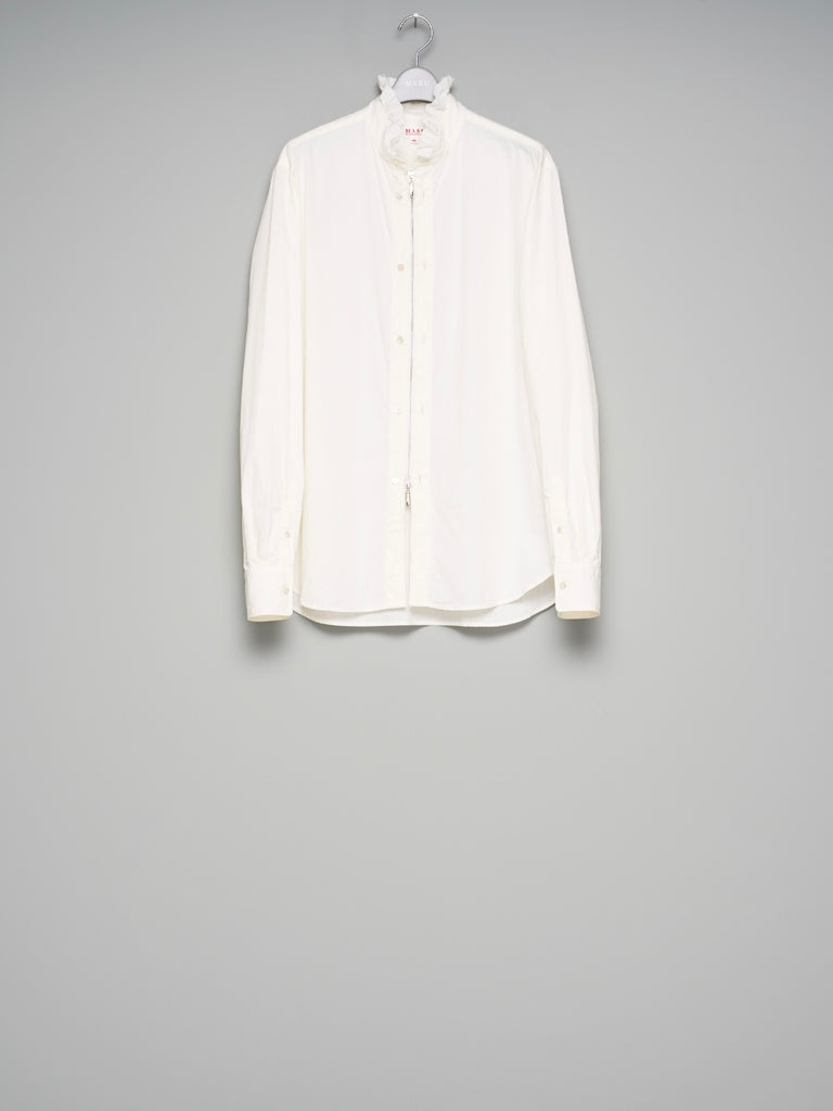 ZIP-UP FRILL COLLAR SHIRT OFFWHITE