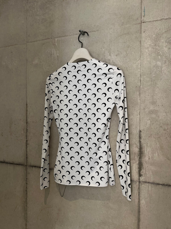 【WTS006ACJER0001】MOON PRINTED JERSEY LS CREWNECK TOP WHITE