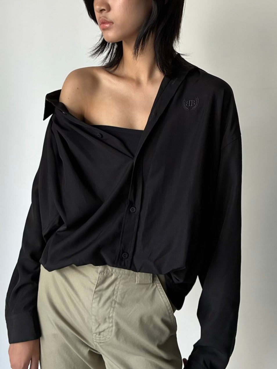 BALENCIAGA(バレンシアガ) | ONE SHOULDER SHIRT BLACK