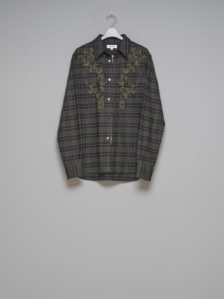 SHAGGY PLAID SHIRT GREEN