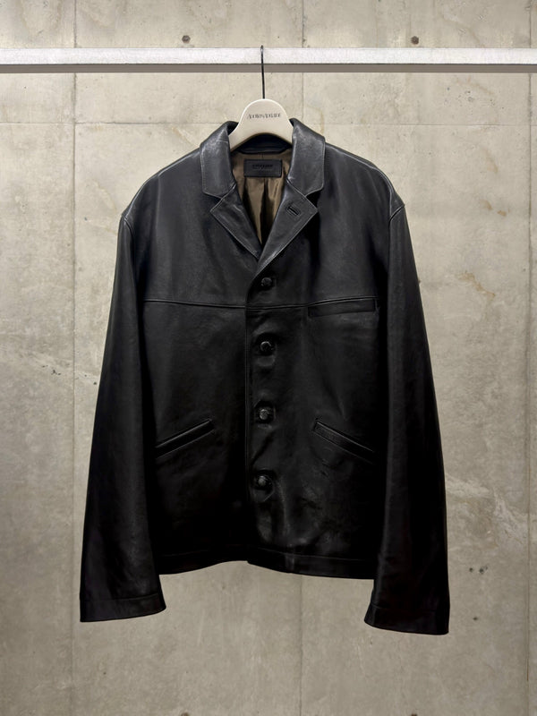 【OW1272 LL0242】LEATHER SINGLE BREASTED JACKET BLACK