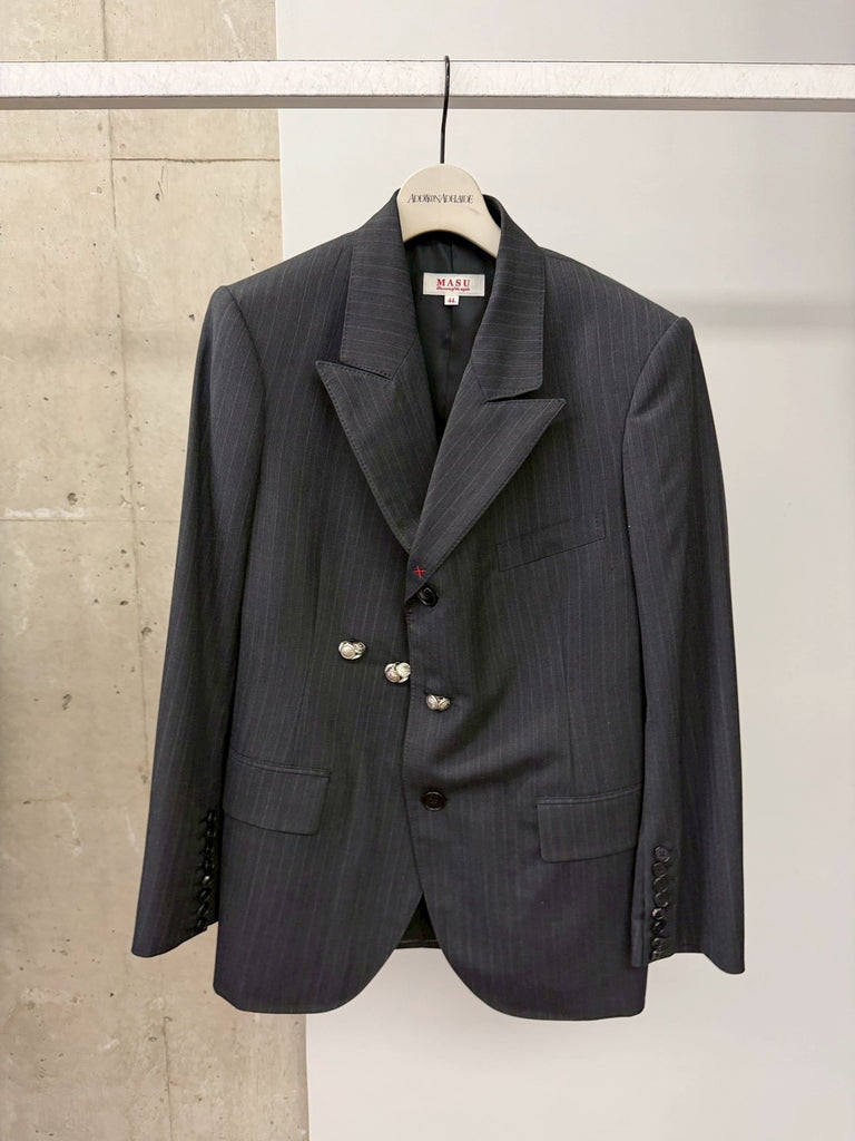 RED BAR TACK TAILORED JACKET BLACK