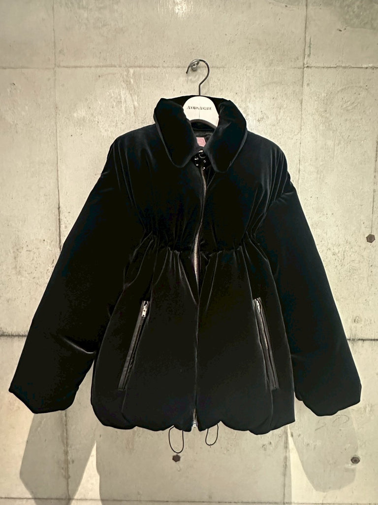 VELOUR DOWN COAT BLACK