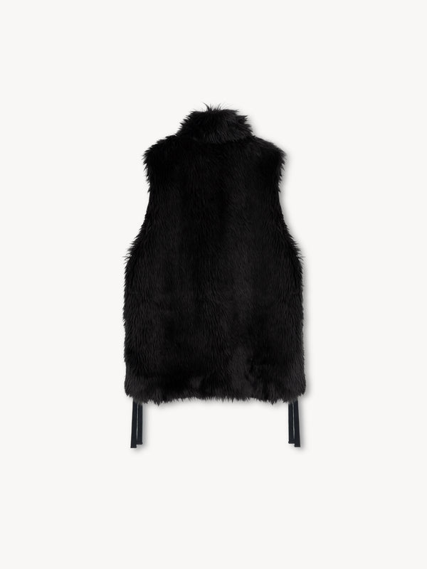 【013-2273-BK】Mika Fur Vest in Wool Acrylic BLACK