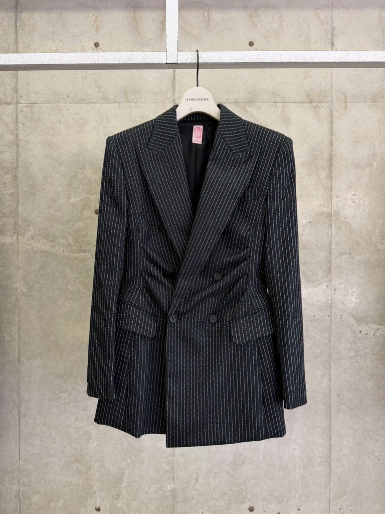 【FTC264-0209A】WOOL PINSTRIPE DOUBLE-BREASTED JACKET GREY