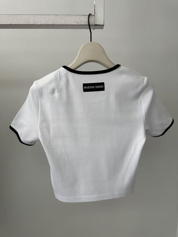 MOON LOGO JERSEY CROPPED TOP WHITE