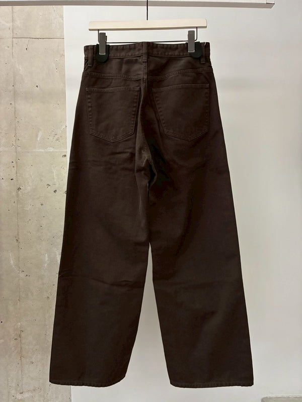 GARMENT DYED TAILORED JEANS IN BRUSHED COTTON BROWN