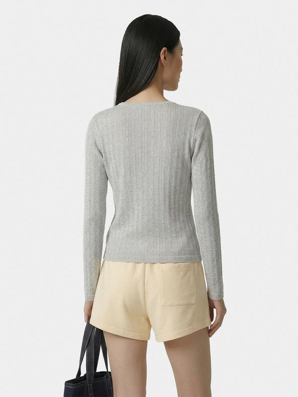 【33SR02CA04576326GY03】Signature Logo Pointelle Cardigan GREY