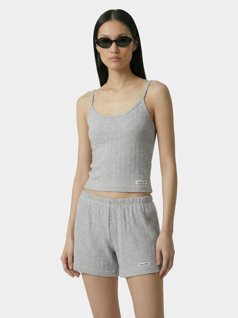 【33SR02TO11076326GY03】Signature Logo Pointelle Tank GREY