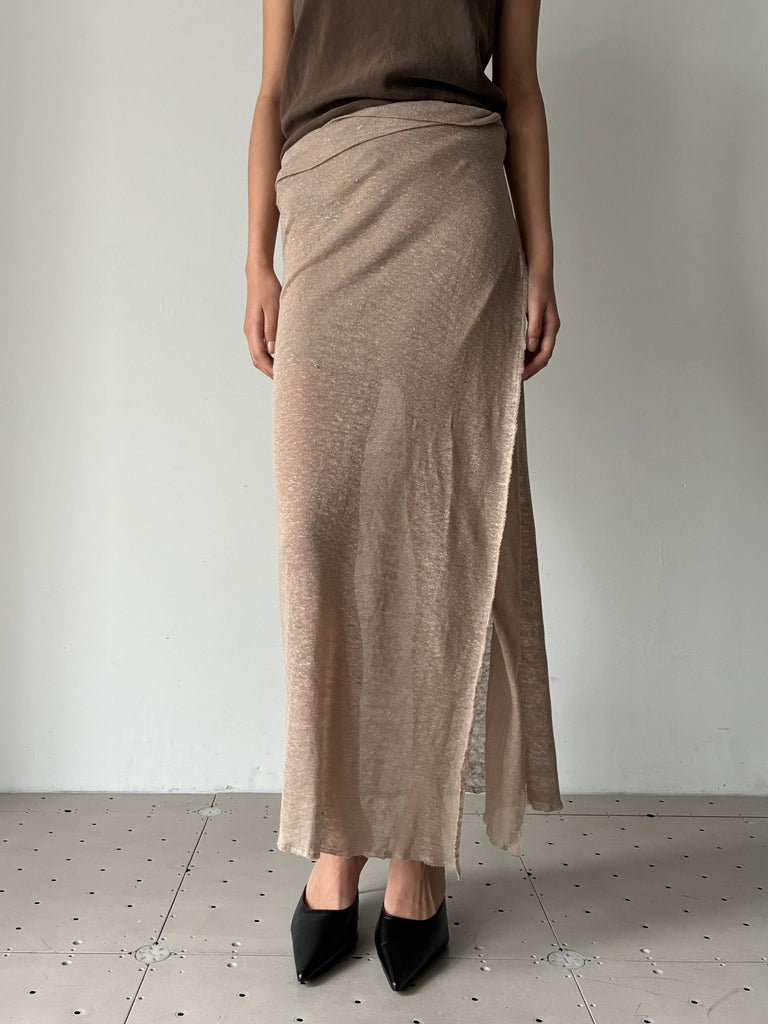 【S16-304(S18)】NO.304 LINEN JERSEY WRAP SKIRT BEIGE
