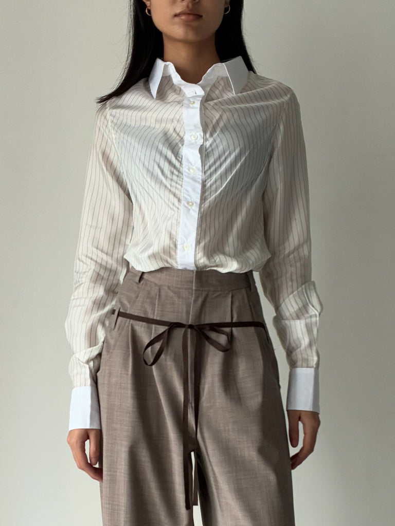 YAS STRIPY SHIRT WHITE