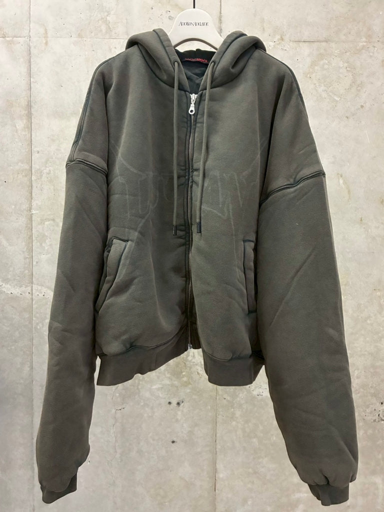 WASHED OUT ZIP UP HOODIE KHAKI